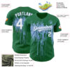 Custom Kelly Green White-Light Blue Dripping Splatter Paint Authentic Baseball Jersey