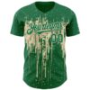 Custom Kelly Green Cream Dripping Splatter Paint Authentic Baseball Jersey