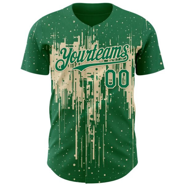 Custom Kelly Green Cream Dripping Splatter Paint Authentic Baseball Jersey