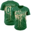 Custom Kelly Green Cream Dripping Splatter Paint Authentic Baseball Jersey