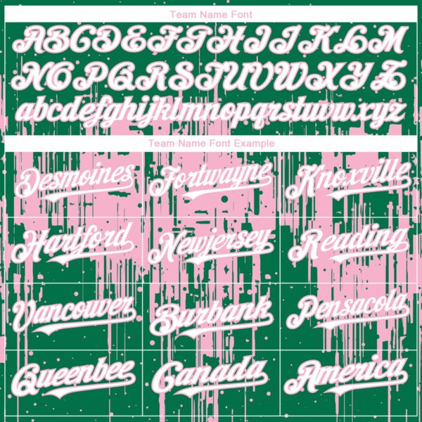 Custom Kelly Green White-Light Pink Dripping Splatter Paint Authentic Baseball Jersey