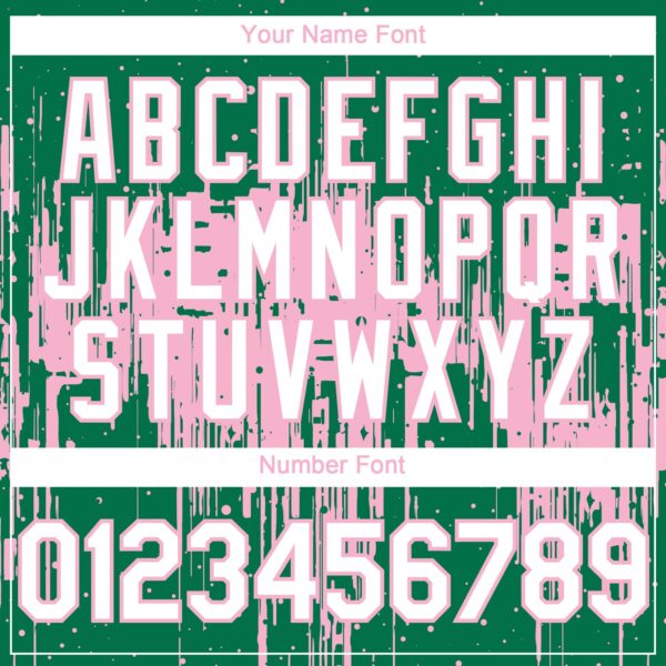 Custom Kelly Green White-Light Pink Dripping Splatter Paint Authentic Baseball Jersey