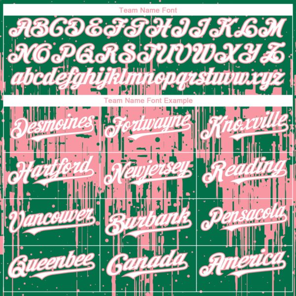 Custom Kelly Green White-Medium Pink Dripping Splatter Paint Authentic Baseball Jersey