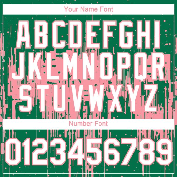 Custom Kelly Green White-Medium Pink Dripping Splatter Paint Authentic Baseball Jersey