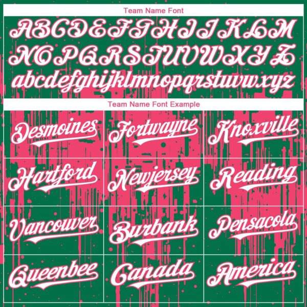 Custom Kelly Green White-Neon Pink Dripping Splatter Paint Authentic Baseball Jersey