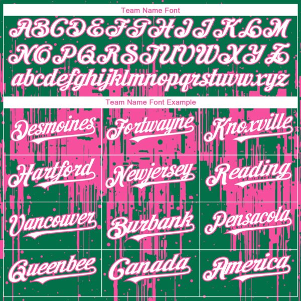 Custom Kelly Green White-Pink Dripping Splatter Paint Authentic Baseball Jersey