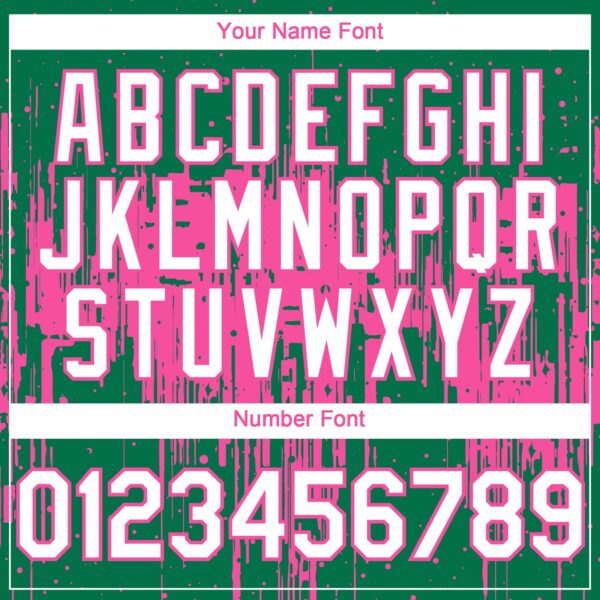 Custom Kelly Green White-Pink Dripping Splatter Paint Authentic Baseball Jersey