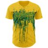 Custom Yellow Kelly Green Dripping Splatter Paint Authentic Baseball Jersey