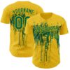 Custom Yellow Kelly Green Dripping Splatter Paint Authentic Baseball Jersey