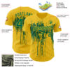 Custom Yellow Kelly Green Dripping Splatter Paint Authentic Baseball Jersey