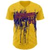 Custom Yellow Dark Purple-Orange Dripping Splatter Paint Authentic Baseball Jersey