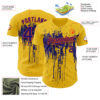 Custom Yellow Dark Purple-Orange Dripping Splatter Paint Authentic Baseball Jersey