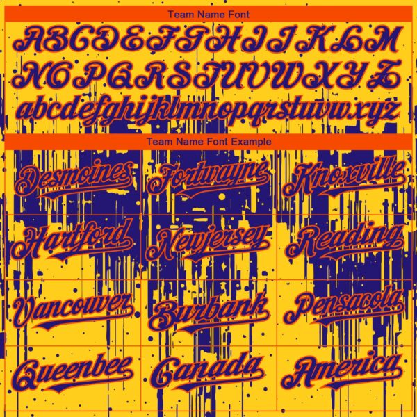 Custom Yellow Dark Purple-Orange Dripping Splatter Paint Authentic Baseball Jersey