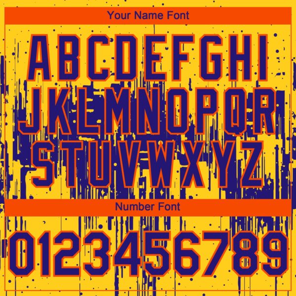 Custom Yellow Dark Purple-Orange Dripping Splatter Paint Authentic Baseball Jersey
