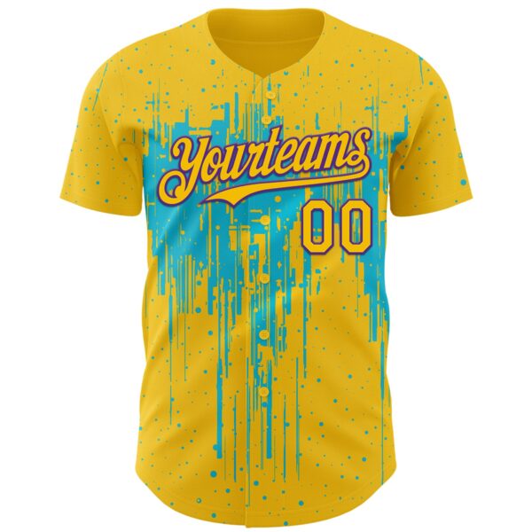 Custom Yellow Purple-Lakes Blue Dripping Splatter Paint Authentic Baseball Jersey