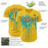 Custom Yellow Purple-Lakes Blue Dripping Splatter Paint Authentic Baseball Jersey