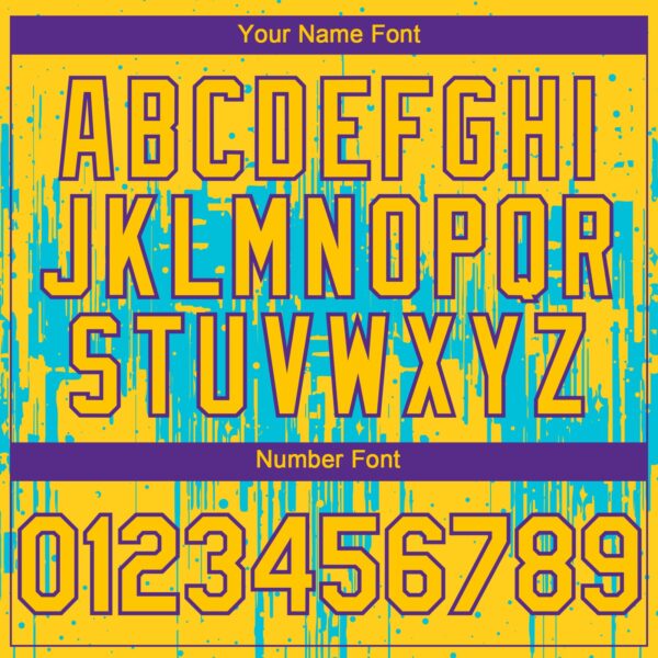 Custom Yellow Purple-Lakes Blue Dripping Splatter Paint Authentic Baseball Jersey