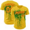 Custom Yellow Red-Grass Green Dripping Splatter Paint Authentic Baseball Jersey