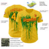 Custom Yellow Red-Grass Green Dripping Splatter Paint Authentic Baseball Jersey