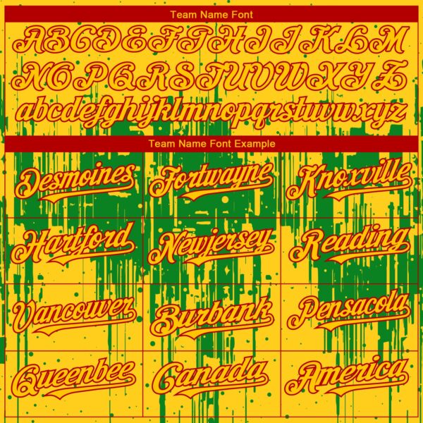 Custom Yellow Red-Grass Green Dripping Splatter Paint Authentic Baseball Jersey