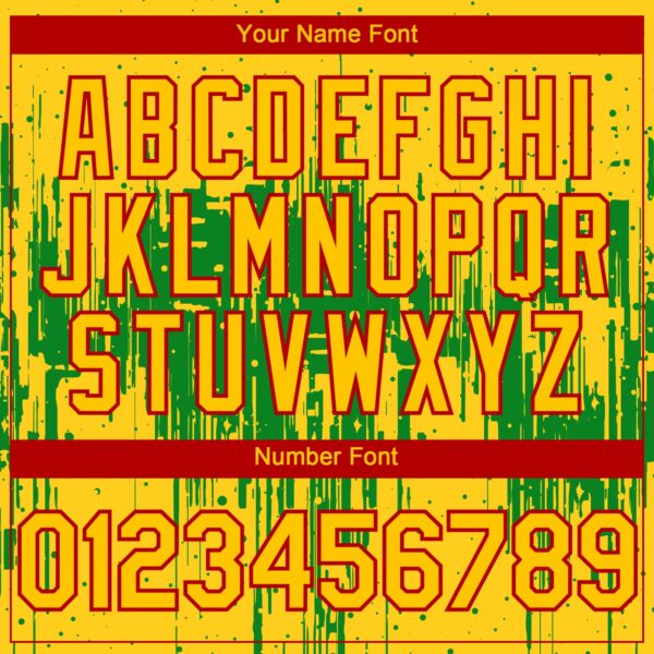 Custom Yellow Red-Grass Green Dripping Splatter Paint Authentic Baseball Jersey