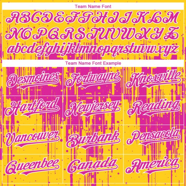 Custom Yellow Deep Pink-White Dripping Splatter Paint Authentic Baseball Jersey