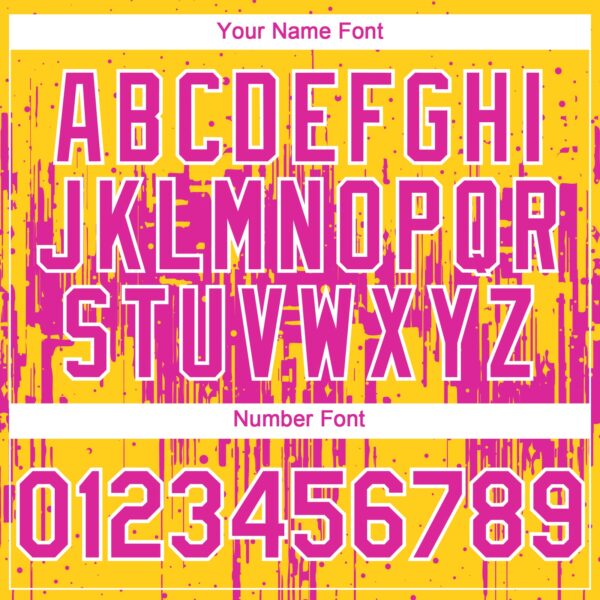 Custom Yellow Deep Pink-White Dripping Splatter Paint Authentic Baseball Jersey