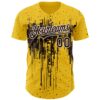 Custom Yellow Brown-White Dripping Splatter Paint Authentic Baseball Jersey