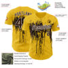 Custom Yellow Brown-White Dripping Splatter Paint Authentic Baseball Jersey