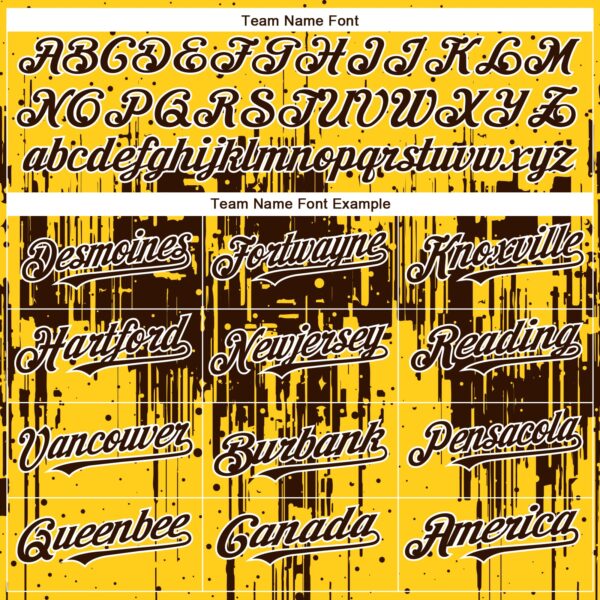 Custom Yellow Brown-White Dripping Splatter Paint Authentic Baseball Jersey