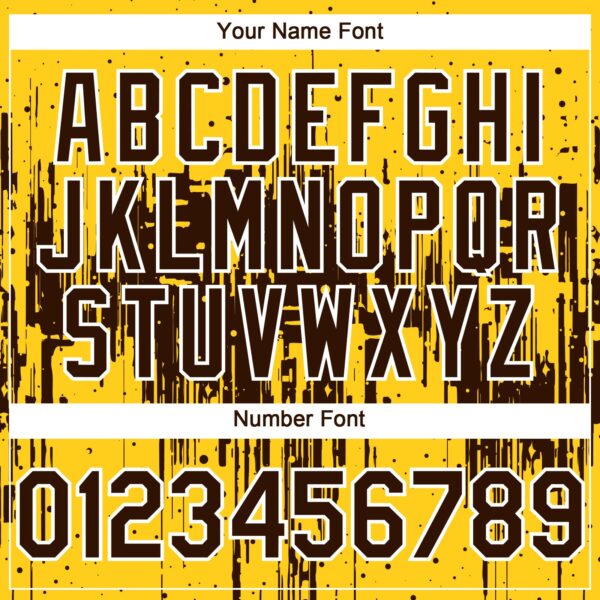 Custom Yellow Brown-White Dripping Splatter Paint Authentic Baseball Jersey