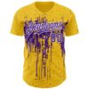 Custom Yellow Purple-White Dripping Splatter Paint Authentic Baseball Jersey