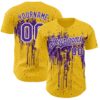 Custom Yellow Purple-White Dripping Splatter Paint Authentic Baseball Jersey