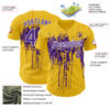 Custom Yellow Purple-White Dripping Splatter Paint Authentic Baseball Jersey