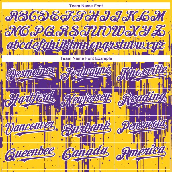 Custom Yellow Purple-White Dripping Splatter Paint Authentic Baseball Jersey