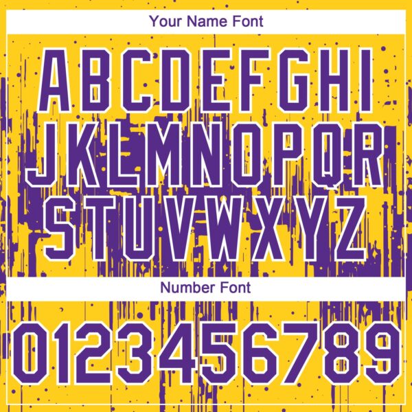 Custom Yellow Purple-White Dripping Splatter Paint Authentic Baseball Jersey