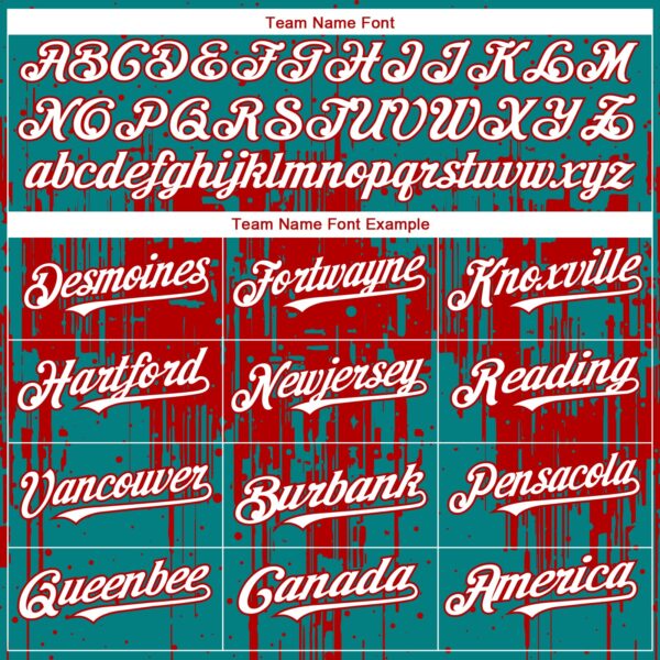 Custom Teal White-Red Dripping Splatter Paint Authentic Baseball Jersey