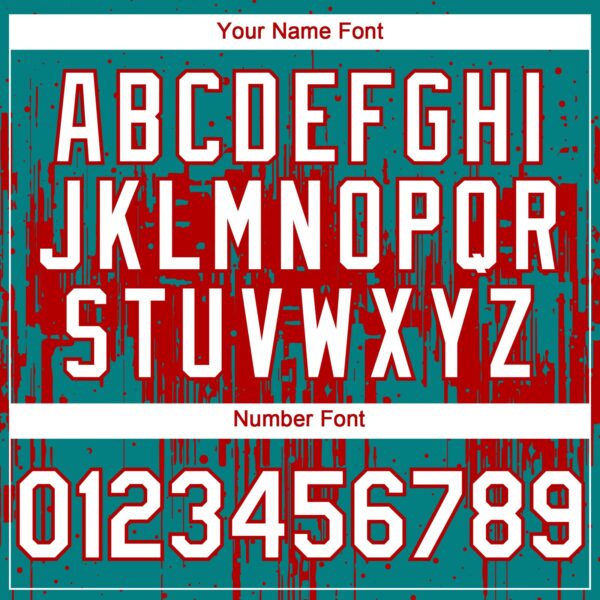 Custom Teal White-Red Dripping Splatter Paint Authentic Baseball Jersey