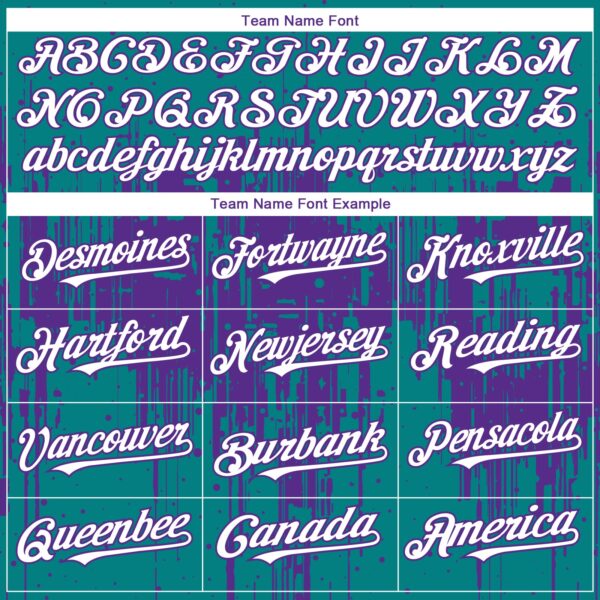 Custom Teal White-Purple Dripping Splatter Paint Authentic Baseball Jersey