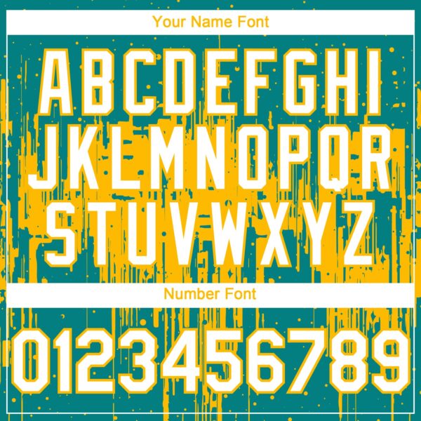 Custom Teal White-Gold Dripping Splatter Paint Authentic Baseball Jersey