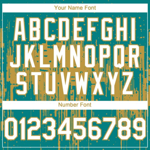 Custom Teal White-Old Gold Dripping Splatter Paint Authentic Baseball Jersey