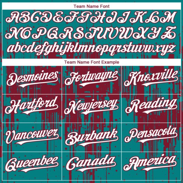 Custom Teal White-Crimson Dripping Splatter Paint Authentic Baseball Jersey