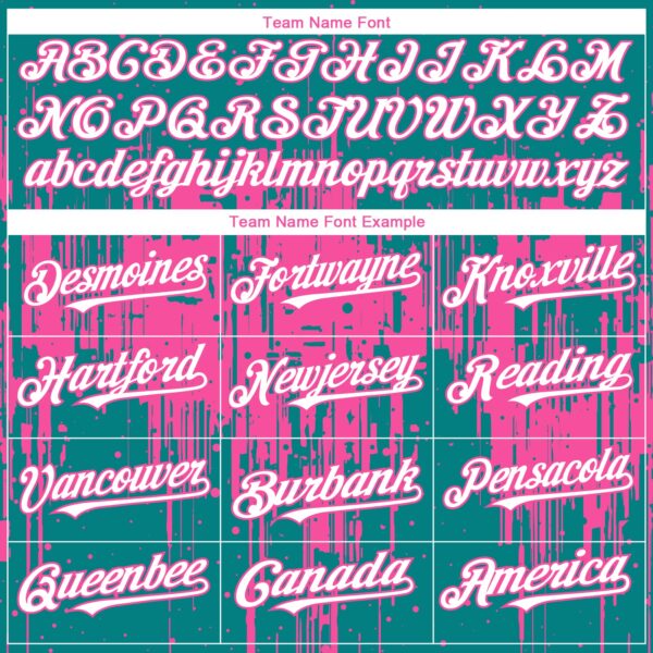 Custom Teal White-Pink Dripping Splatter Paint Authentic Baseball Jersey