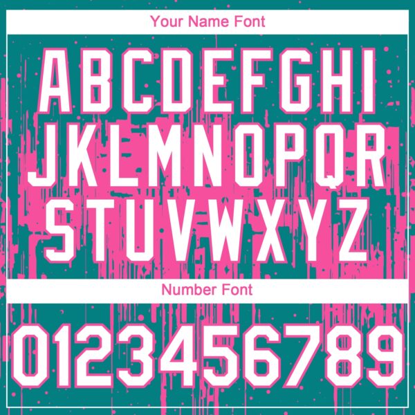 Custom Teal White-Pink Dripping Splatter Paint Authentic Baseball Jersey