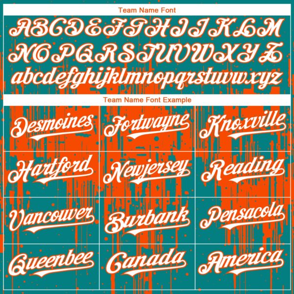 Custom Teal White-Orange Dripping Splatter Paint Authentic Baseball Jersey