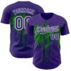 Custom Purple White-Grass Green Dripping Splatter Paint Authentic Baseball Jersey