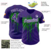 Custom Purple White-Grass Green Dripping Splatter Paint Authentic Baseball Jersey