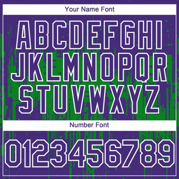 Custom Purple White-Grass Green Dripping Splatter Paint Authentic Baseball Jersey