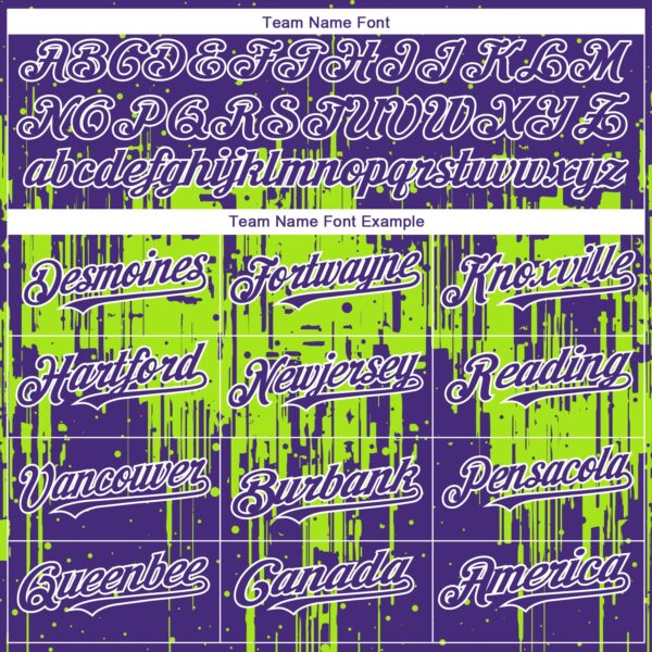 Custom Purple White-Neon Green Dripping Splatter Paint Authentic Baseball Jersey