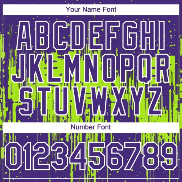 Custom Purple White-Neon Green Dripping Splatter Paint Authentic Baseball Jersey